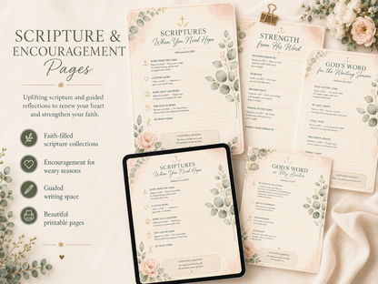 Rooted in Hope Prayer Journal — Printable Christian Devotional & Bible Study Planner for Women