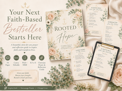 Rooted in Hope Prayer Journal — Printable Christian Devotional & Bible Study Planner for Women