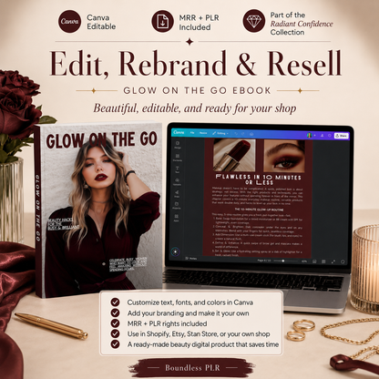 Glow On The Go – Canva Ebook Template (Beauty & Confidence Guide, MRR + PLR)