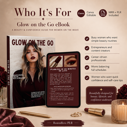 Glow On The Go – Canva Ebook Template (Beauty & Confidence Guide, MRR + PLR)