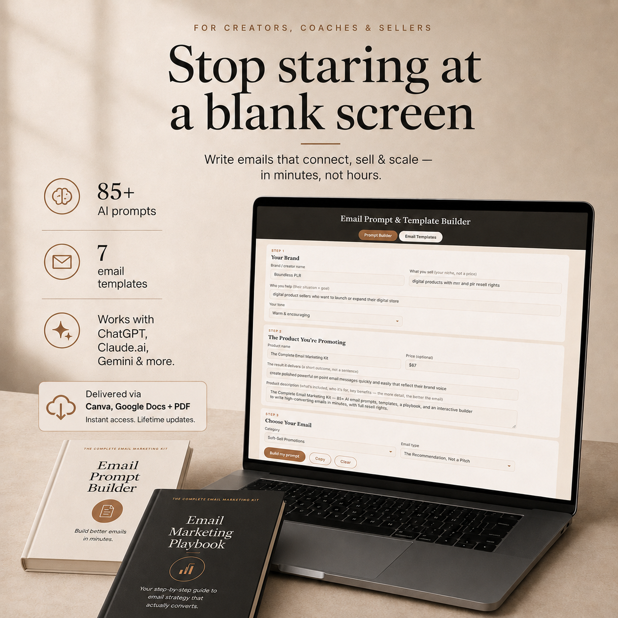 Email Marketing Templates & ChatGPT Prompts — PLR/MRR Kit for Creators