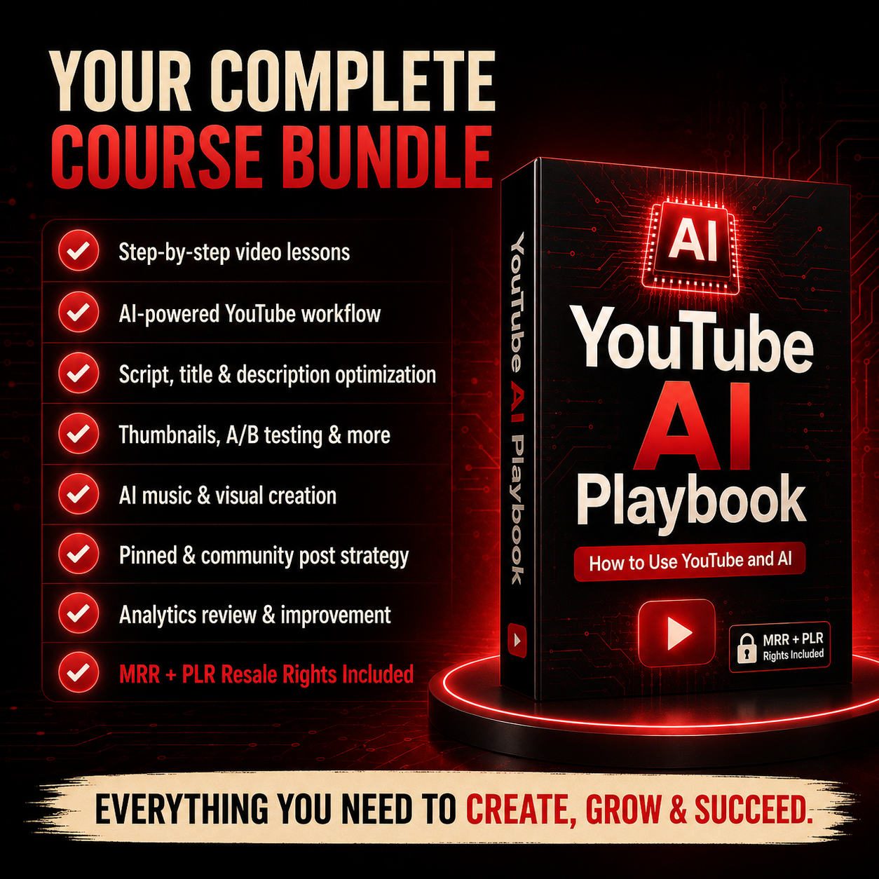 YouTube AI Training Course with MRR & PLR Rights | MRR Courses | YouTube AI Playbook
