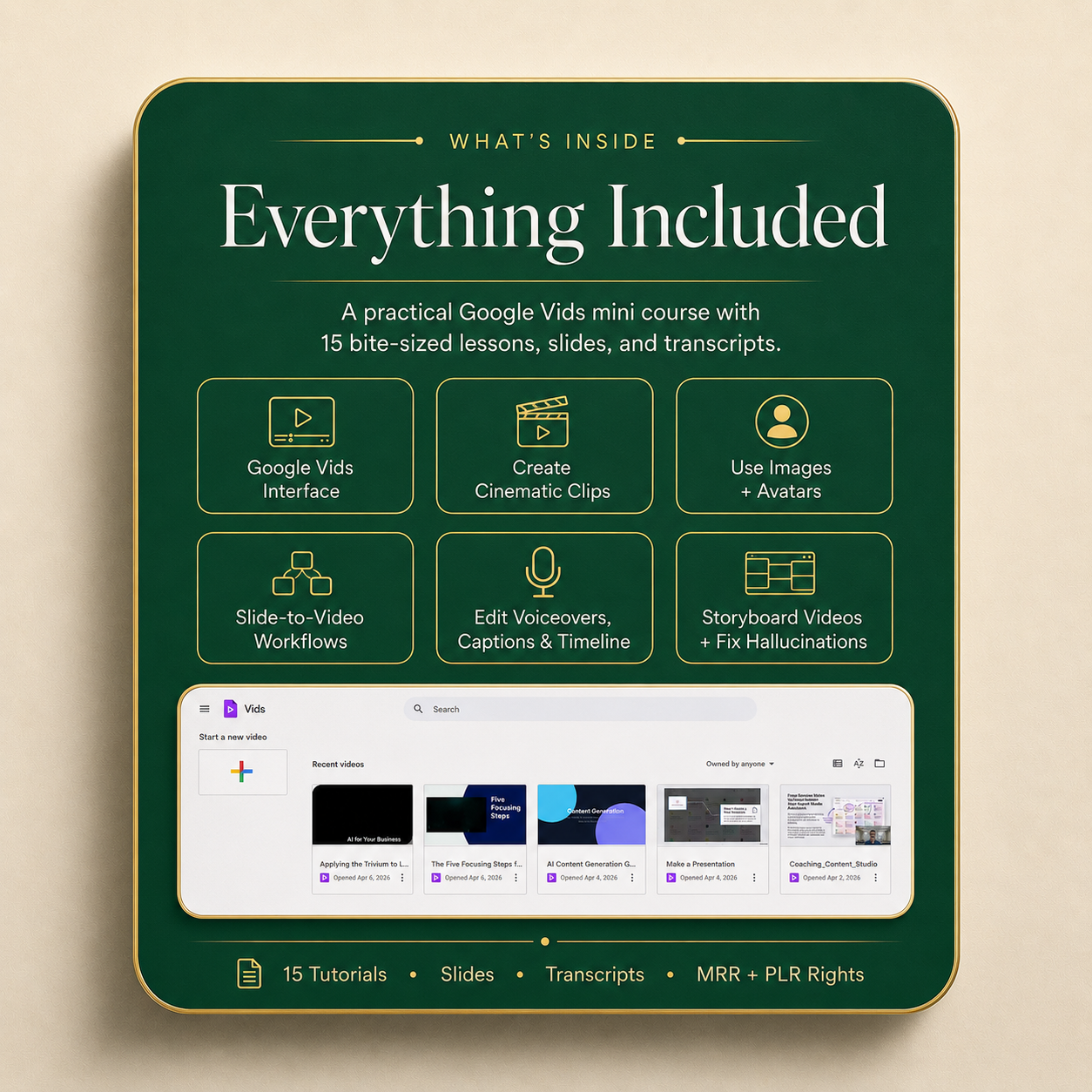 Google Vids AI Video Course — MRR & PLR Resell Rights Included