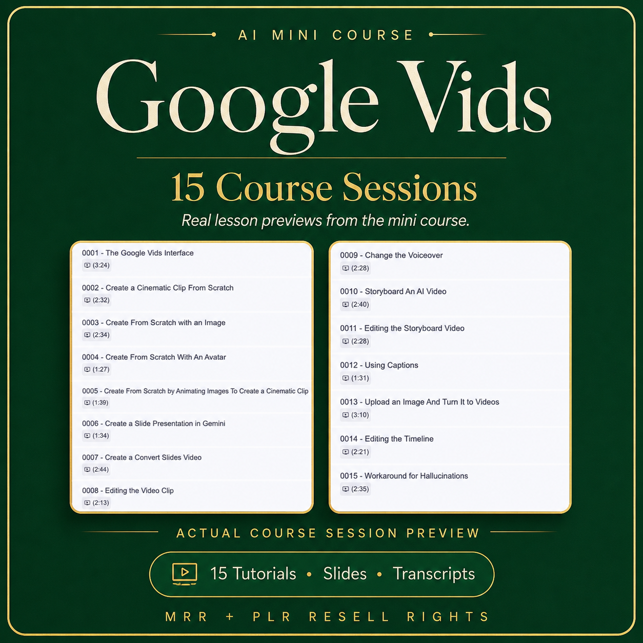 Google Vids AI Video Course — MRR & PLR Resell Rights Included