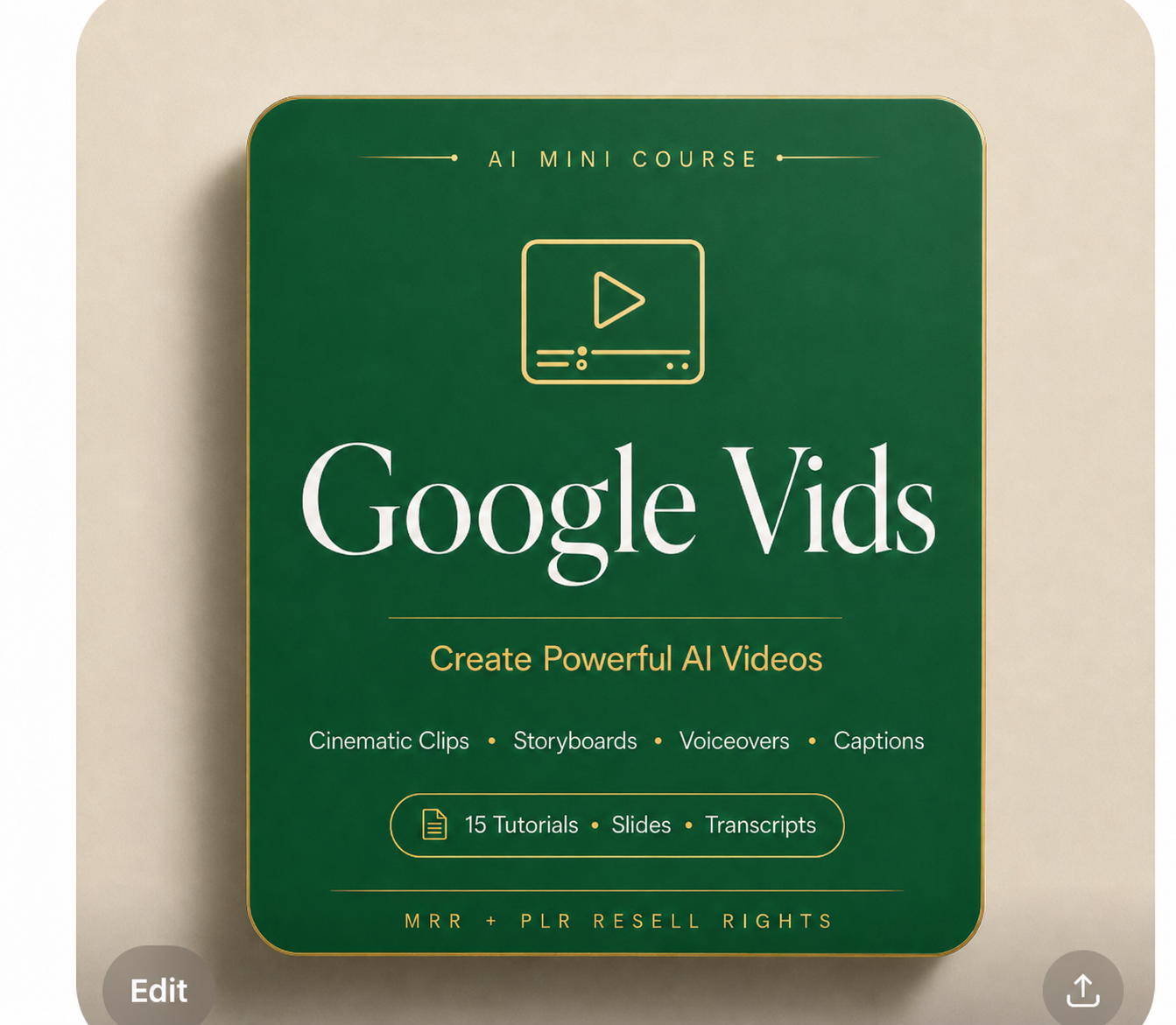 Google Vids AI Video Course — MRR & PLR Resell Rights Included