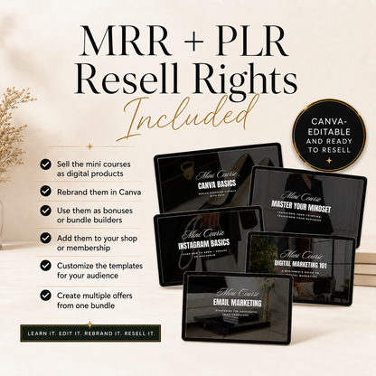 12 Mini Courses Master Resell Rights | MRR PLR Digital Marketing | Canva Editable