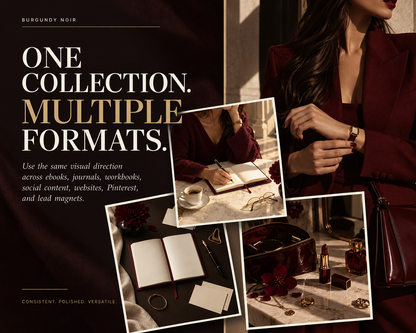 Burgundy Noir: 50 Luxury AI Stock Photos with PLR & MRR Rights