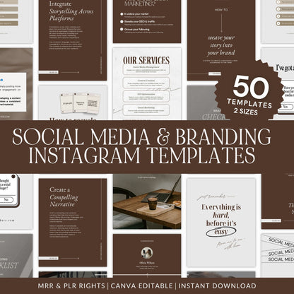 Canva Editable Instagram Templates | MRR Marketing | Vertical Brown Social Media Bundle (1080x1350 + 1080x1920) | PLR & MRR Resell Rights Boundless PLR