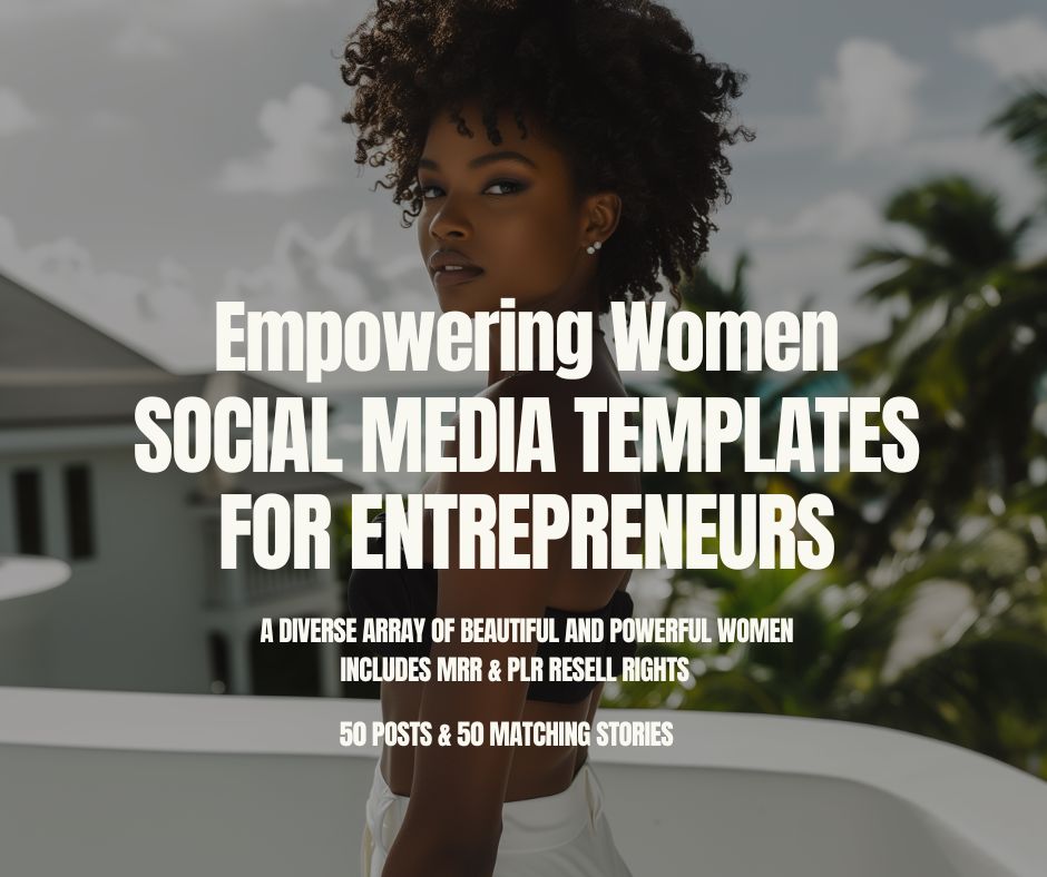 Motivational Instagram Posts, Stories, & Portraits, Empowering Women Canva Templates, Editable Social Media Bundle, PLR + MRR Resell Rights Boundless PLR