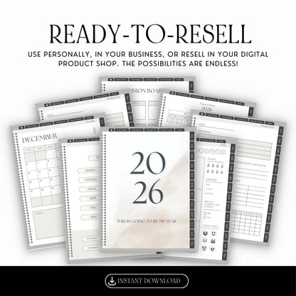 2026 Digital Planner Hyperlinked | Canva Editable with MRR + PLR Resell Rights Boundless PLR