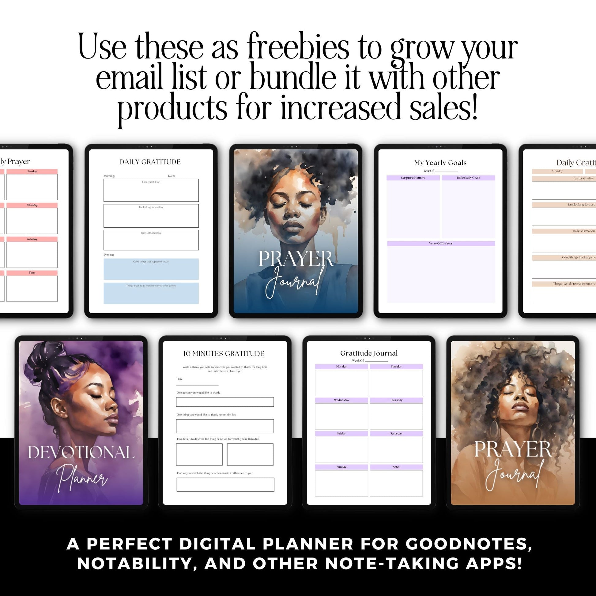 PLR MRR Prayer Journal & Planner Bundle | Black Girl Planner | Resell Rights | Canva Editable Boundless PLR