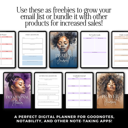 PLR MRR Prayer Journal & Planner Bundle | Black Girl Planner | Resell Rights | Canva Editable Boundless PLR