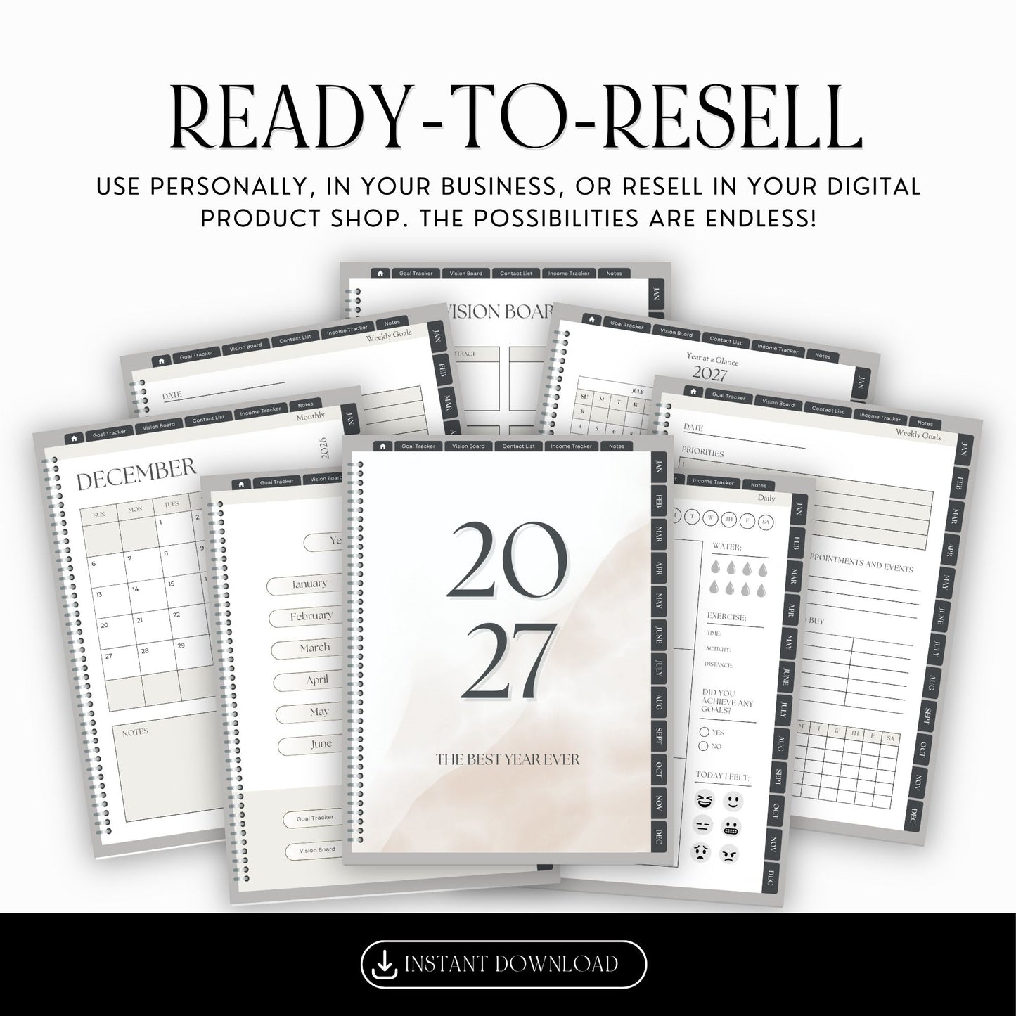 Canva Planner Template 2027 – PLR Digital Planner with Master Resell Rights