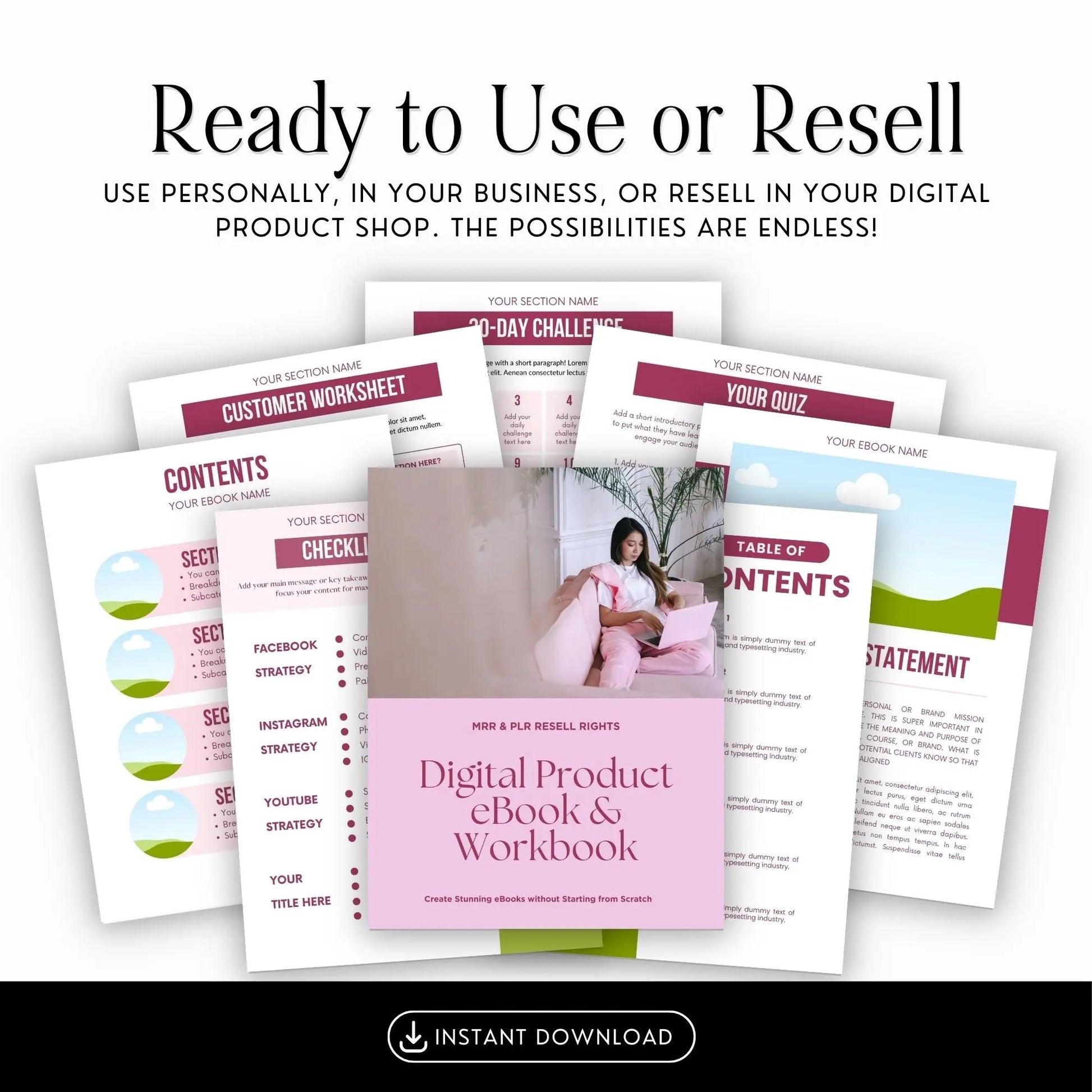 Canva eBook & Workbook Creator Template | 59 Pages | MRR & PLR | Editable Lead Magnet Template | Digital Product to Resell Boundless PLR