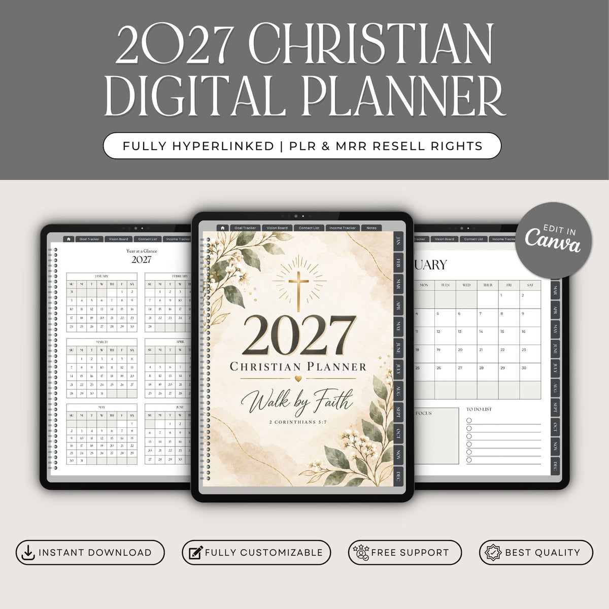 2027 Christian Planner – Canva Template with PLR & MRR Resell Rights