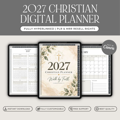 2027 Christian Planner – Canva Template with PLR & MRR Resell Rights