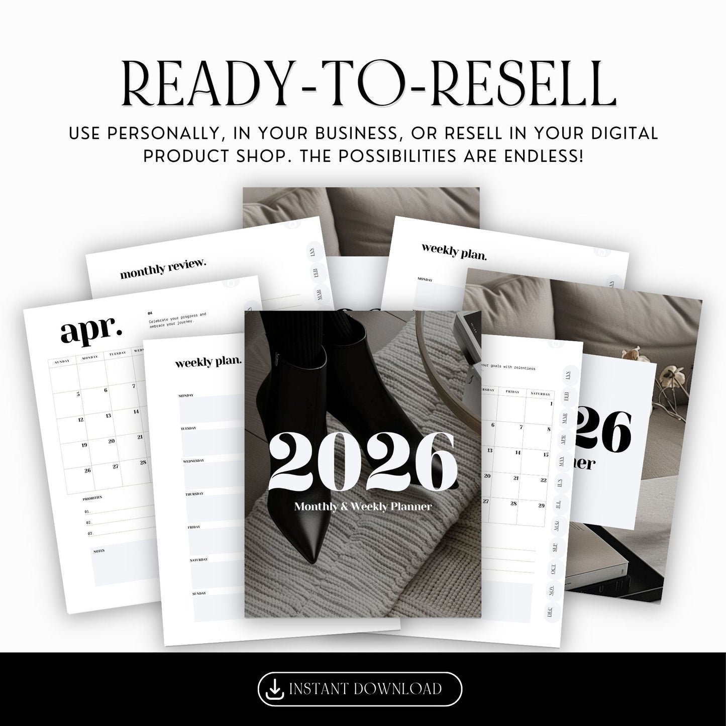 2026 Monthly & Weekly Planner | Canva Editable Template | PLR & MRR Resell Rights | Printable Digital Download (US Letter) Boundless PLR