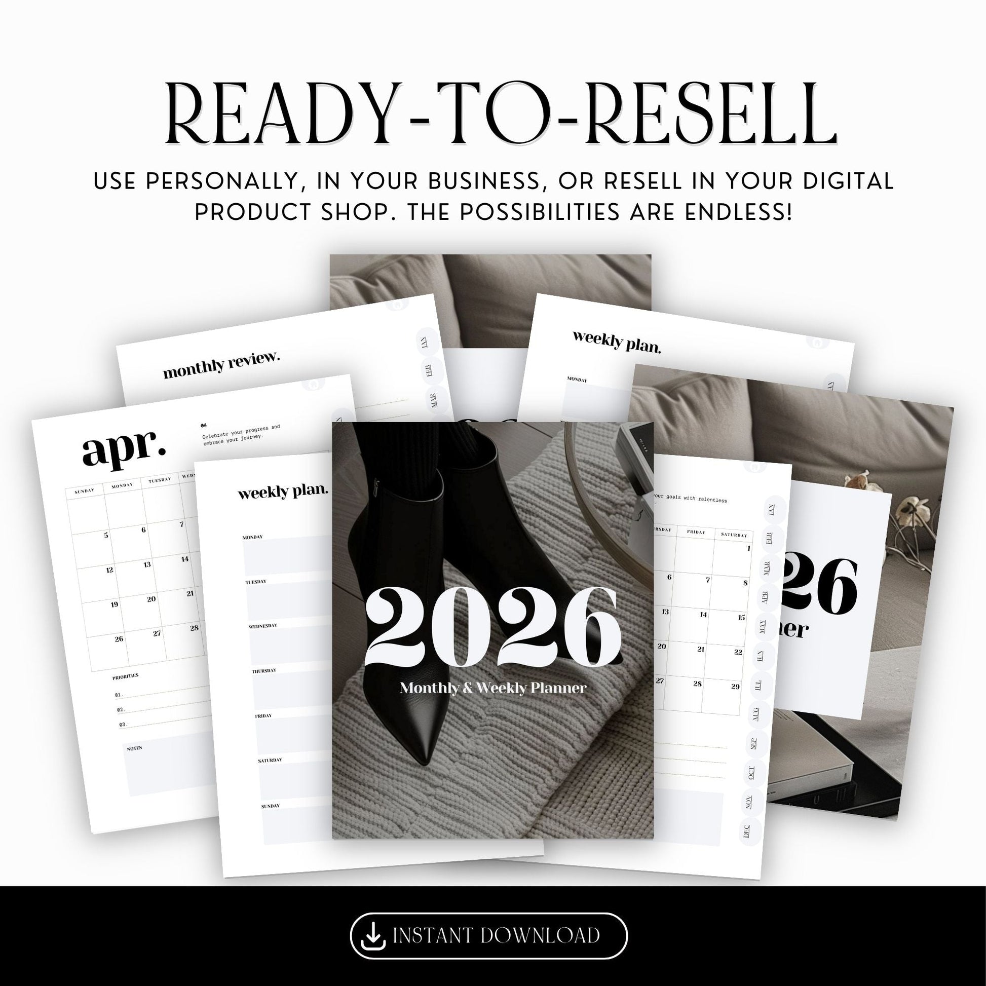2026 Monthly & Weekly Planner | Canva Editable Template | PLR & MRR Resell Rights | Printable Digital Download (US Letter) Boundless PLR