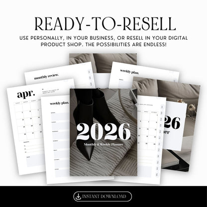 2026 Monthly & Weekly Planner | Canva Editable Template | PLR & MRR Resell Rights | Printable Digital Download (US Letter) Boundless PLR