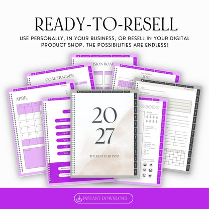 2027 Digital Planner Template | Canva PLR + MRR
