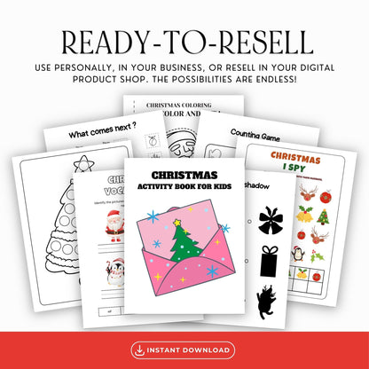 Christmas Activity Mega Pack – 500+ Printable Coloring Pages, Puzzles, Worksheets | Canva Editable | MRR + PLR Included Boundless PLR
