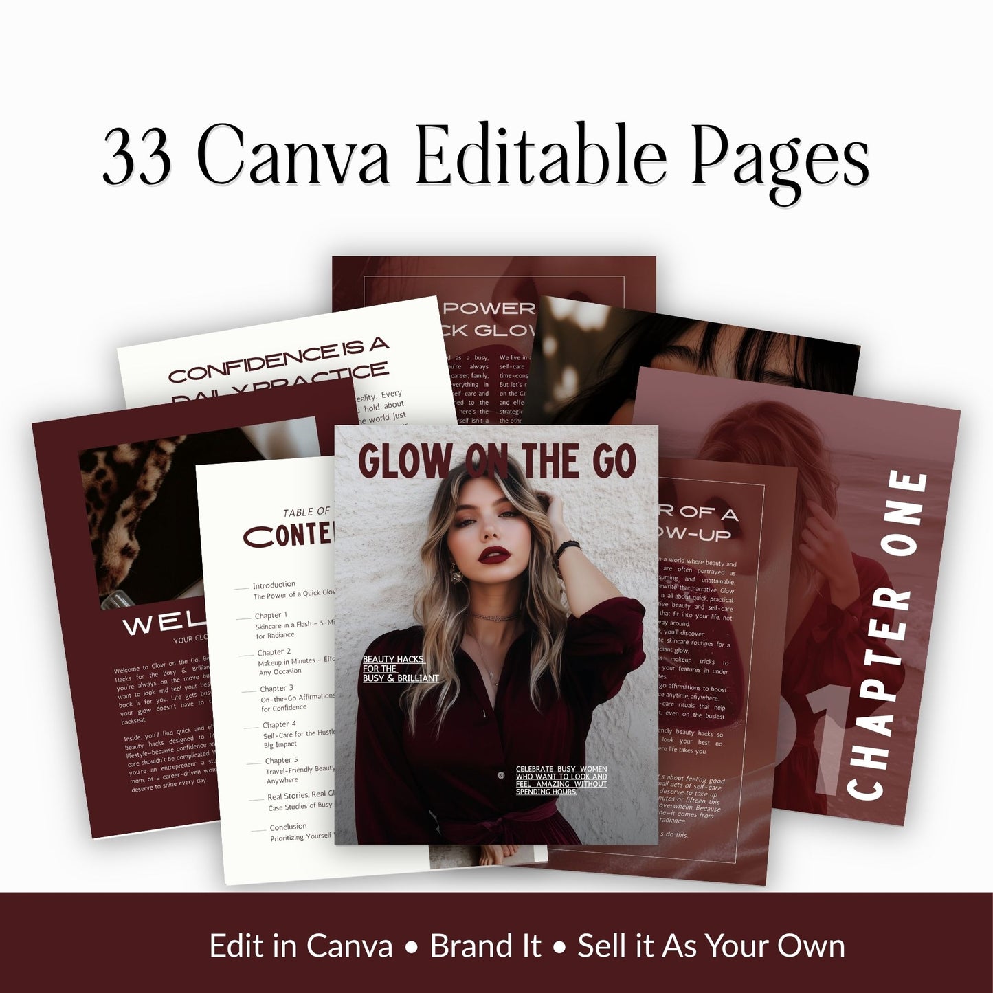 Glow On The Go – Canva Ebook Template (Beauty & Confidence Guide, MRR + PLR)