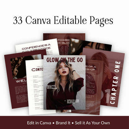 Glow On The Go – Canva Ebook Template (Beauty & Confidence Guide, MRR + PLR)