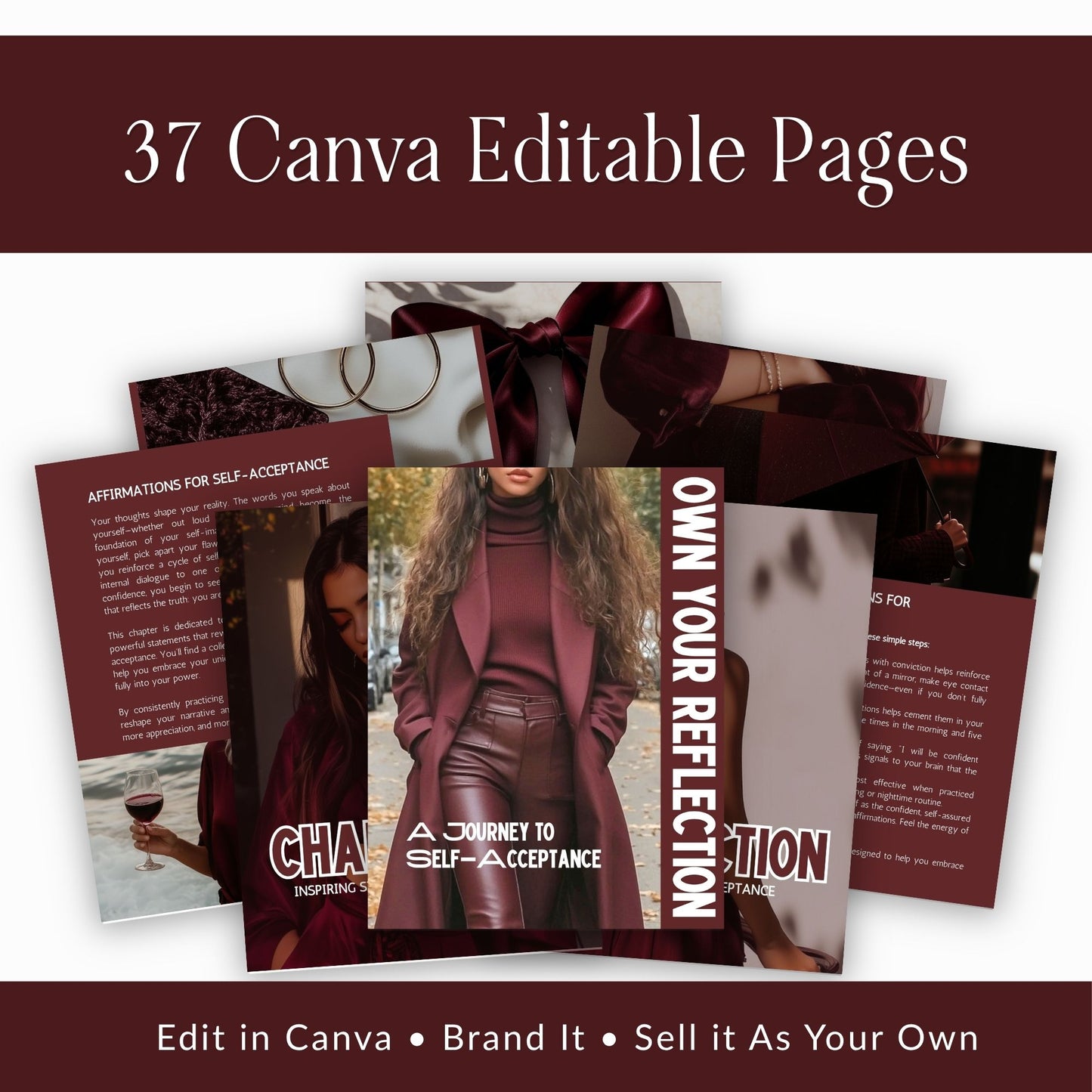 Self Love & Self Acceptance Ebook for Women — Affirmations & Mindset Guide, Own Your Reflection (MRR + PLR)