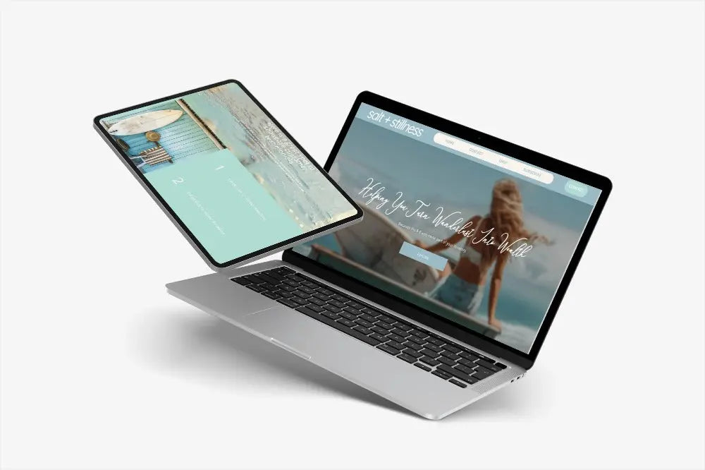 Systeme.io Salt + Stillness Funnel Template – Coastal-Inspired Website for Digital Product Sellers Boundless PLR