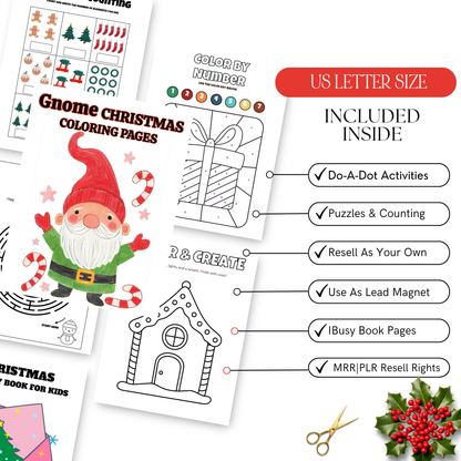 Christmas Activity Mega Pack – 500+ Printable Coloring Pages, Puzzles, Worksheets | Canva Editable | MRR + PLR Included Boundless PLR