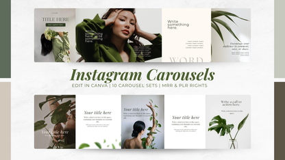 PLR Canva Carousel Templates — Evergreen Carousel Bundle | 7 Editable Social Media Templates with MRR Resell Rights Boundless PLR