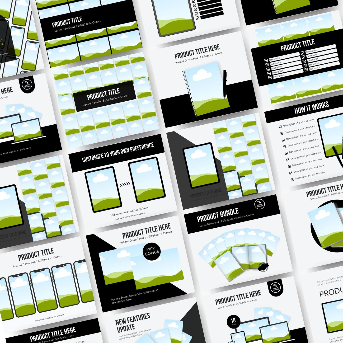 50 Etsy Listing Mockup Video Thumbnails – Canva Editable Templates with MRR & PLR Rights Boundless PLR