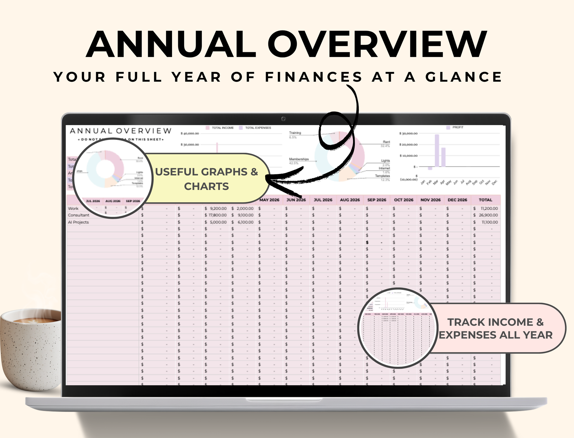 PLR Google Sheets, Simple Bookkeeping Spreadsheet Template with MRR & PLR Resell Rights Boundless PLR