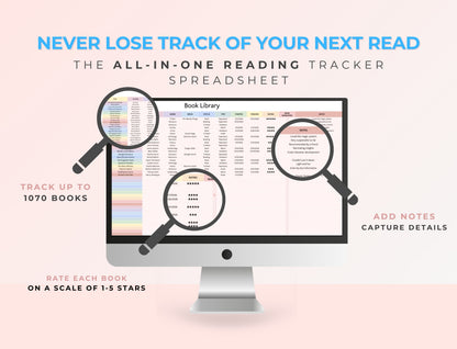 Book Tracker & Reading Log — Google Sheets Spreadsheet with PLR & MRR Resell Rights