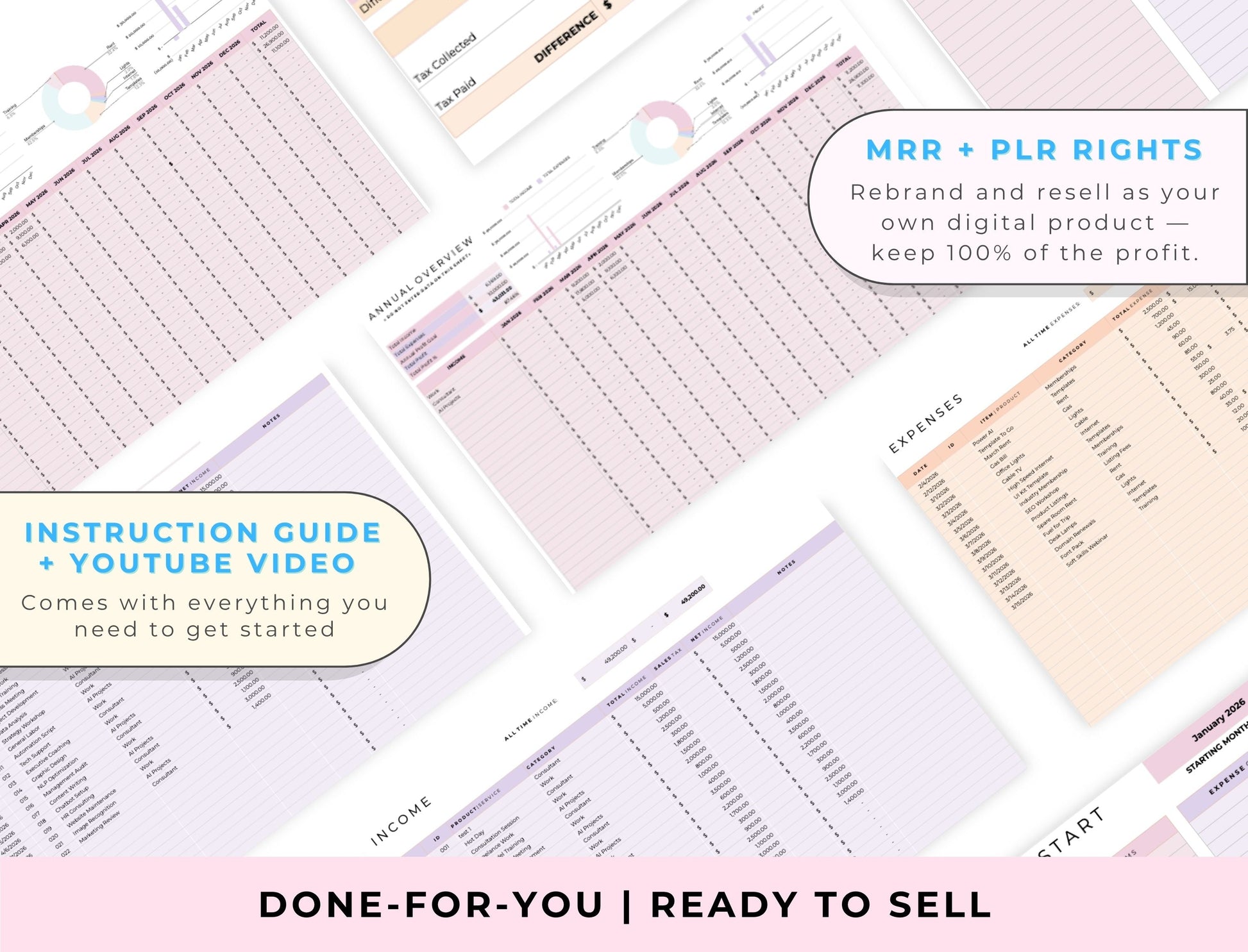 Google Sheets PLR Template, Starter Monthly Budget Spreadsheet, Budget Planner, MRR PLR Resell Rights Boundless PLR