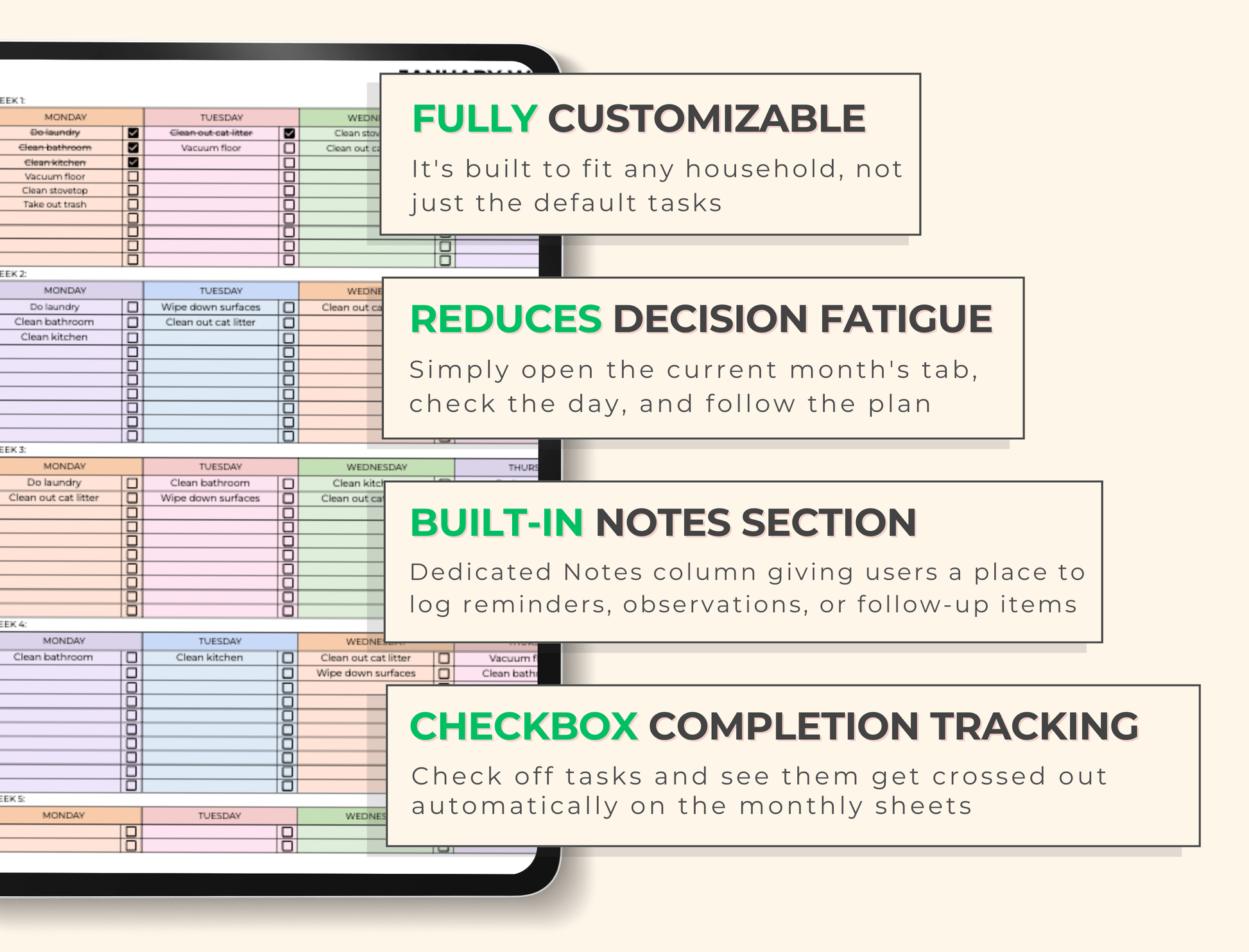 Cleaning Checklist Google Sheets Template | MRR & PLR Resell Rights Boundless PLR