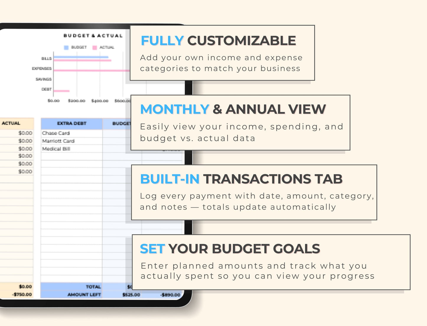 Google Sheets PLR Template, Starter Monthly Budget Spreadsheet, Budget Planner, MRR PLR Resell Rights Boundless PLR