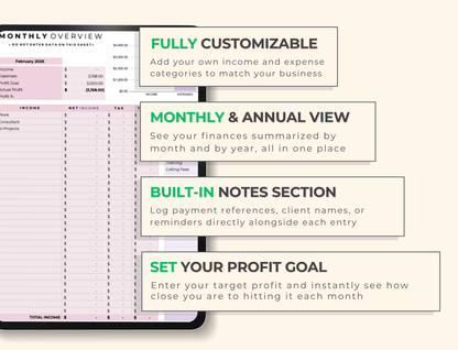 PLR Google Sheets, Simple Bookkeeping Spreadsheet Template with MRR & PLR Resell Rights Boundless PLR