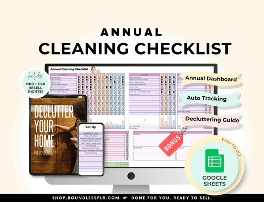 Cleaning Checklist Google Sheets Template | MRR & PLR Resell Rights Boundless PLR