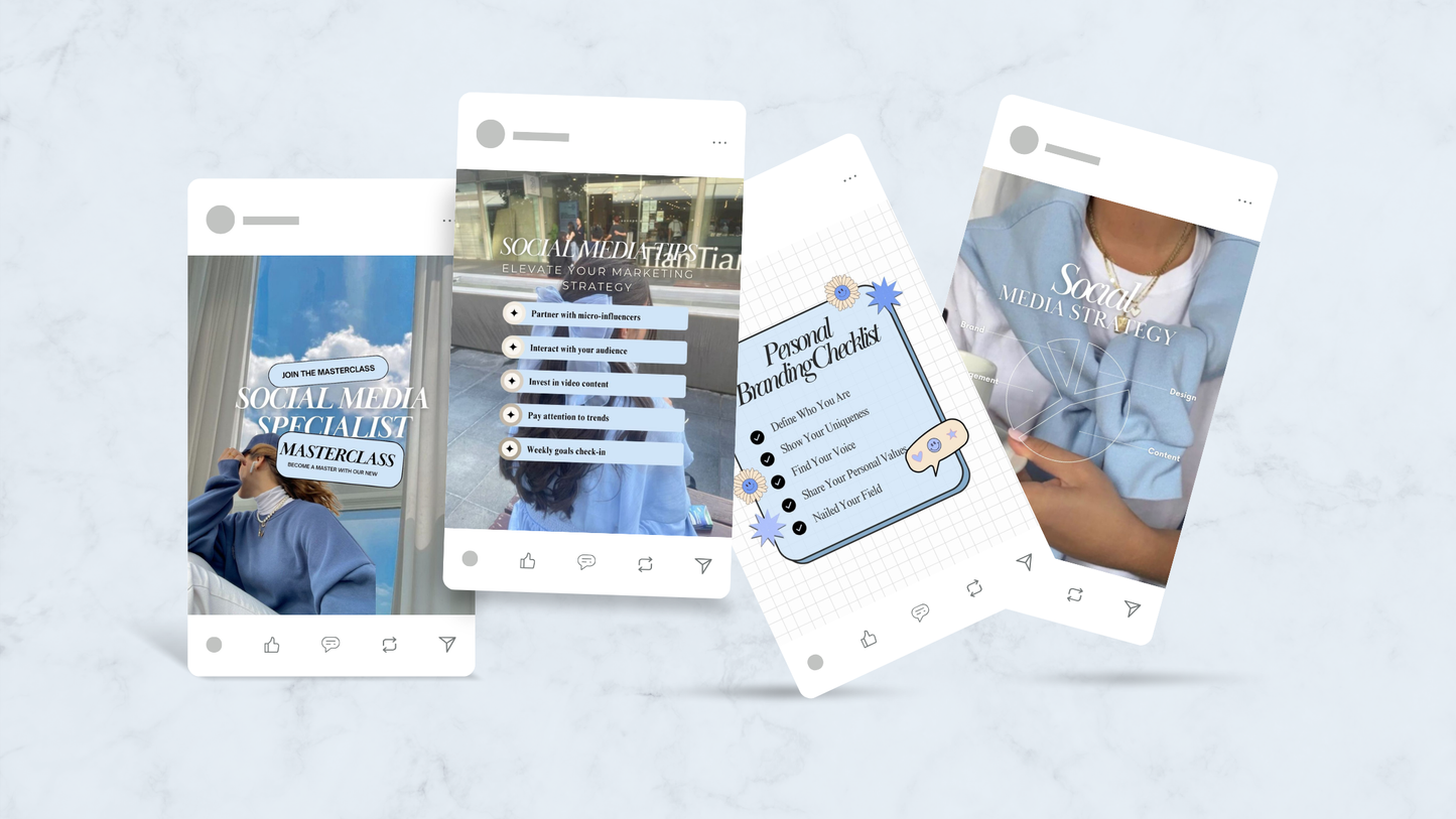 Pastel Blue Instagram Templates | Canva PLR & MRR Resell Rights | 4 Bonuses Boundless PLR