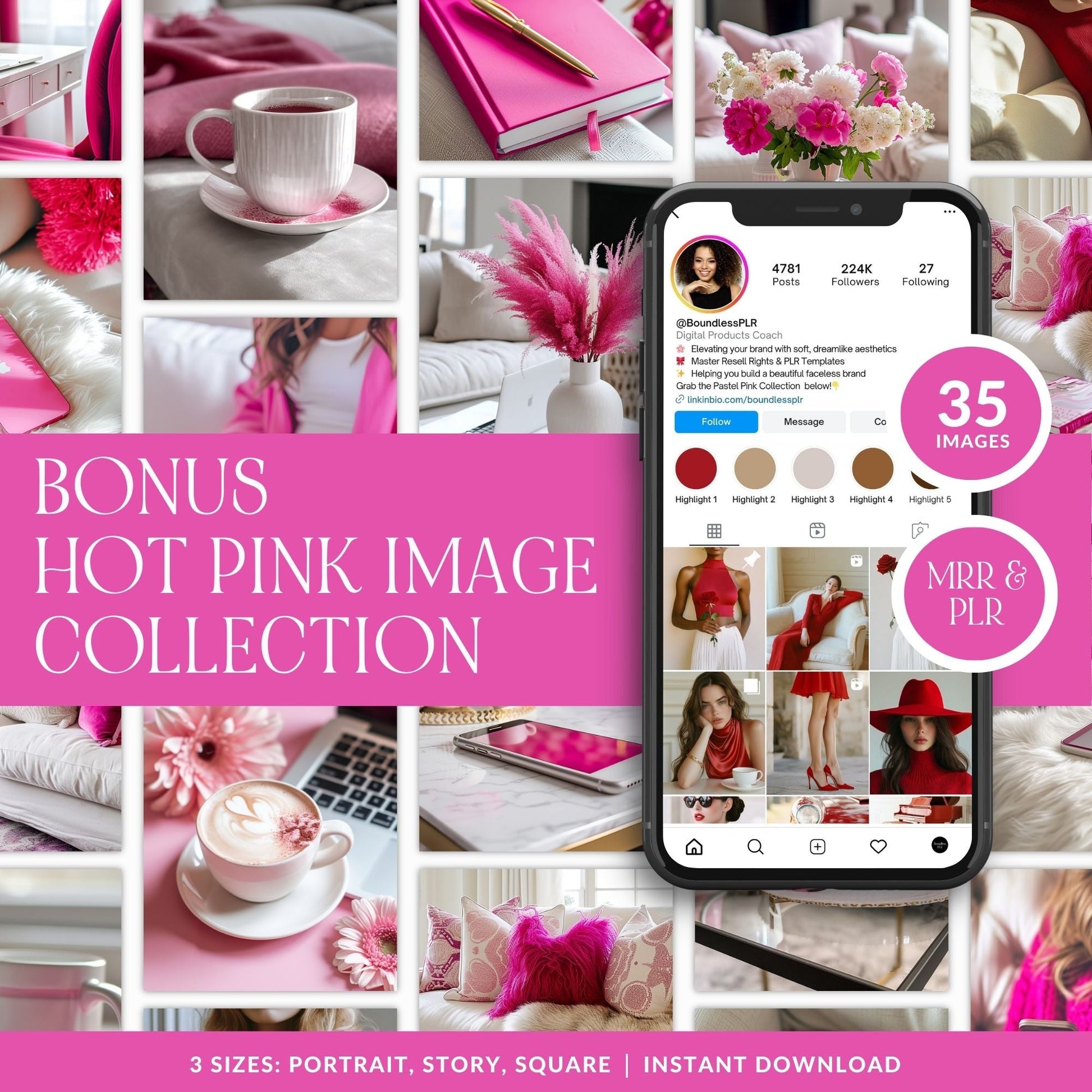 Canva eBook Template, Pink Editable Guide Workbook Template | MRR + PLR Resell Rights | US Letter and A4 Sizes | 4 Bonus Products Boundless PLR