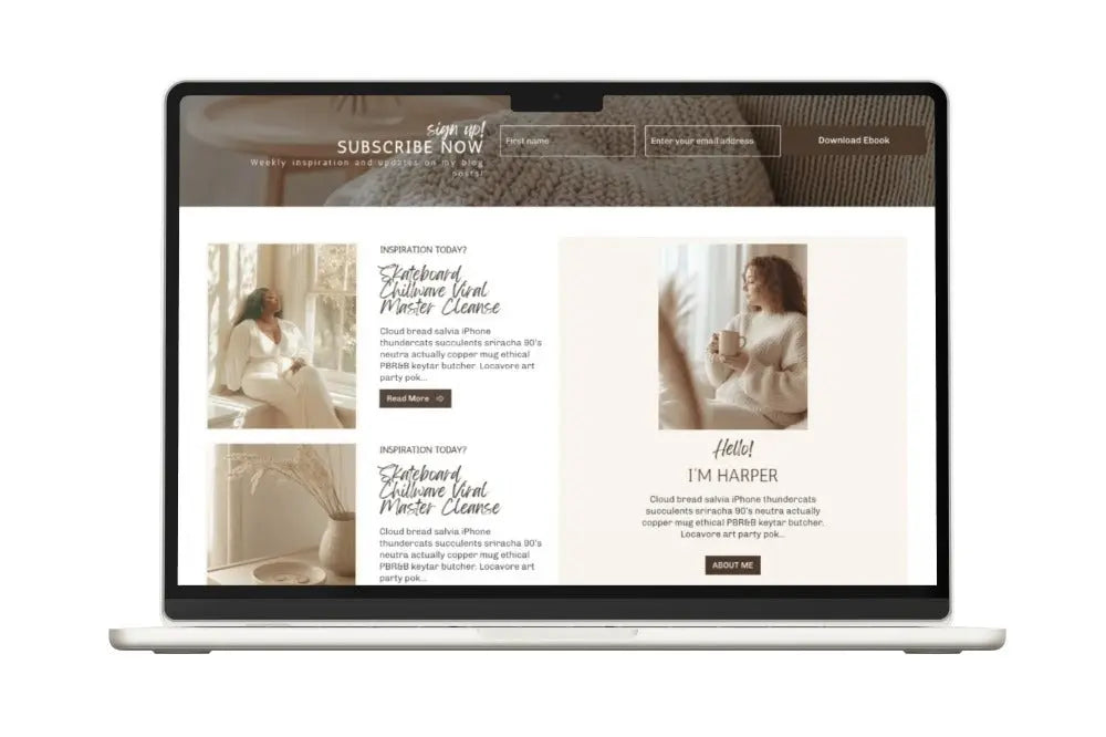 Systeme.io Full Bloom Boho Funnel Template – Editable PLR & MRR with Cozy Plus Size AI Stock Images Boundless PLR