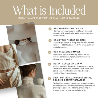 AI Stock Photos Bundle | 92 Beige Aesthetic Photos with PLR & MRR Rights