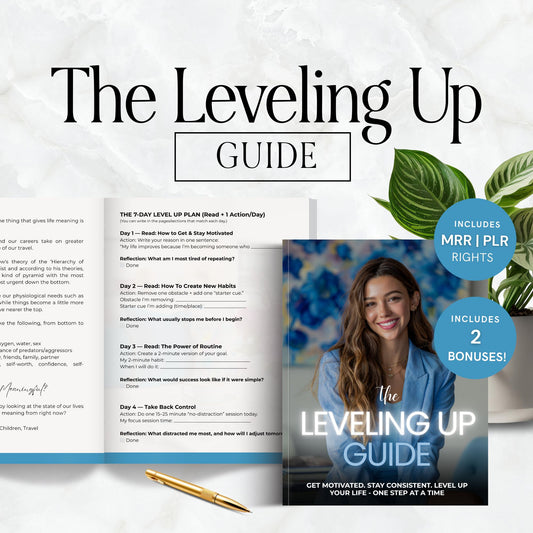 Self Improvement Workbook | Motivation & Discipline Guide (Canva Editable) | MRR + PLR + Bonuses | The Leveling Up Guide