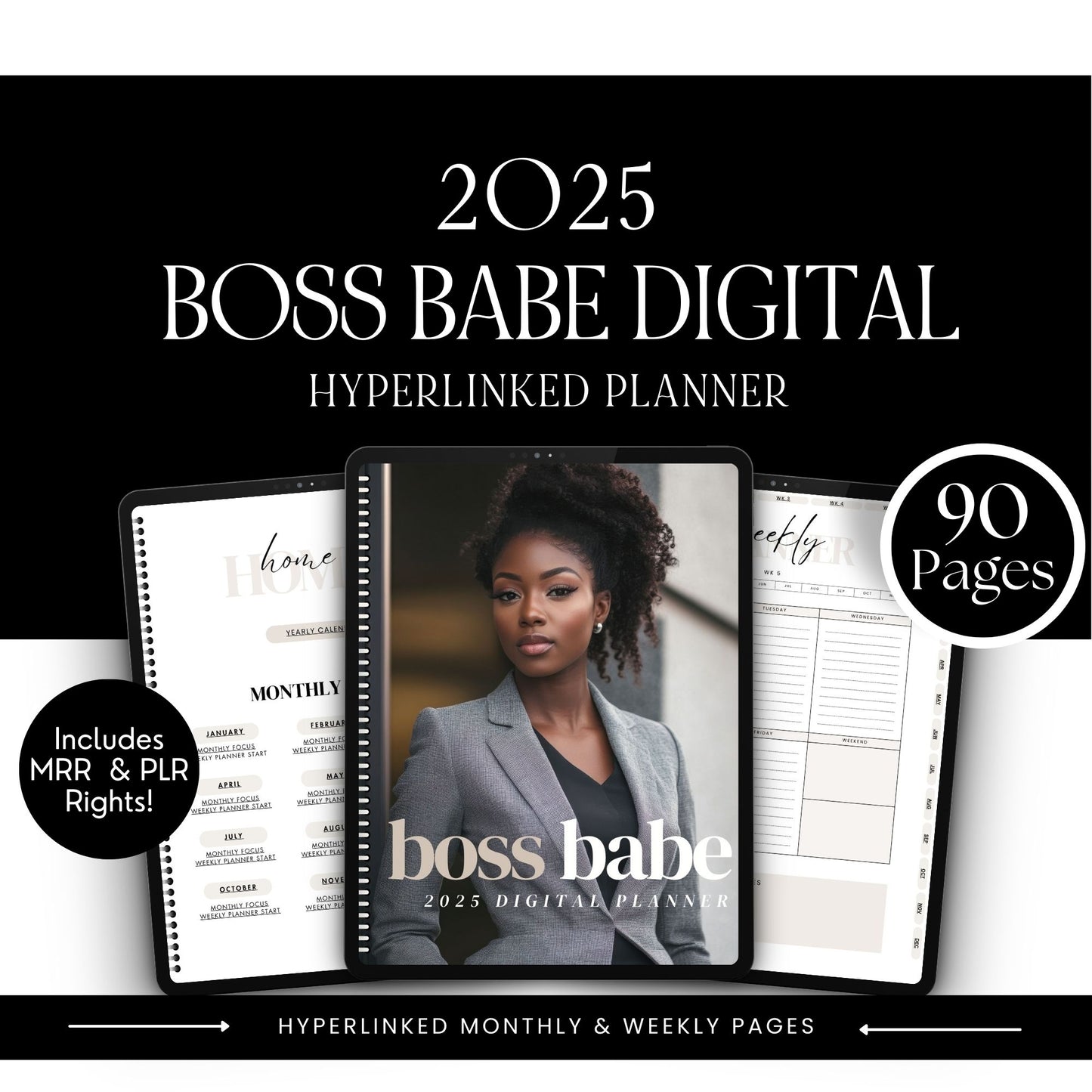 2025 Boss Babe Digital Planner | Hyperlinked Canva Template