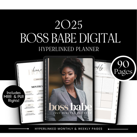 2025 Boss Babe Digital Planner | Hyperlinked Canva Template