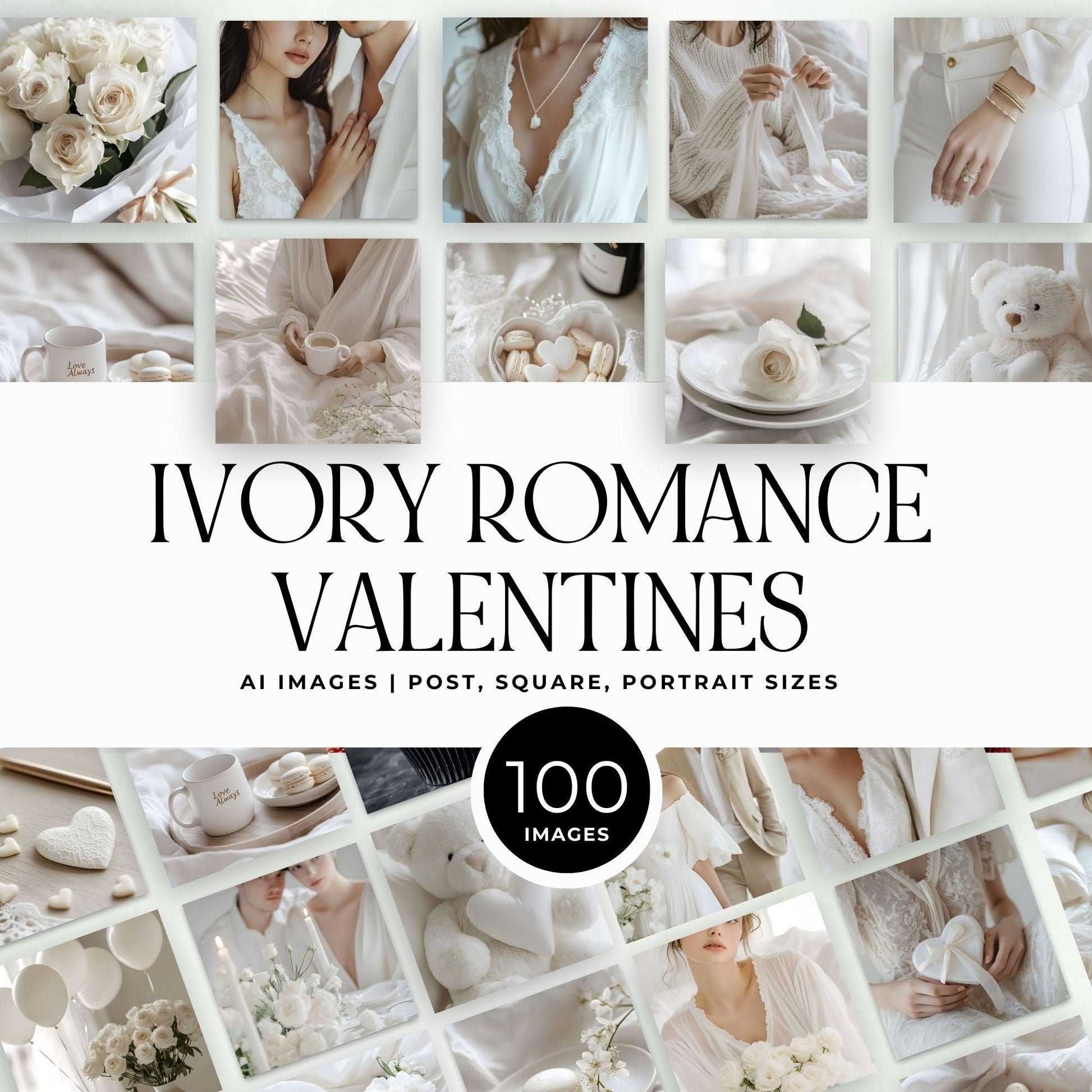 Valentine Stock Photos (100) | Ivory Romance Image Bundle | Canva | MRR + PLR Boundless PLR