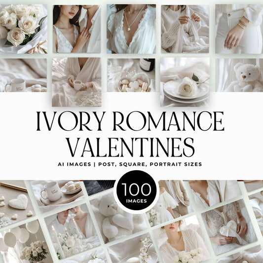 Valentine Stock Photos (100) | Ivory Romance Image Bundle | Canva | MRR + PLR Boundless PLR