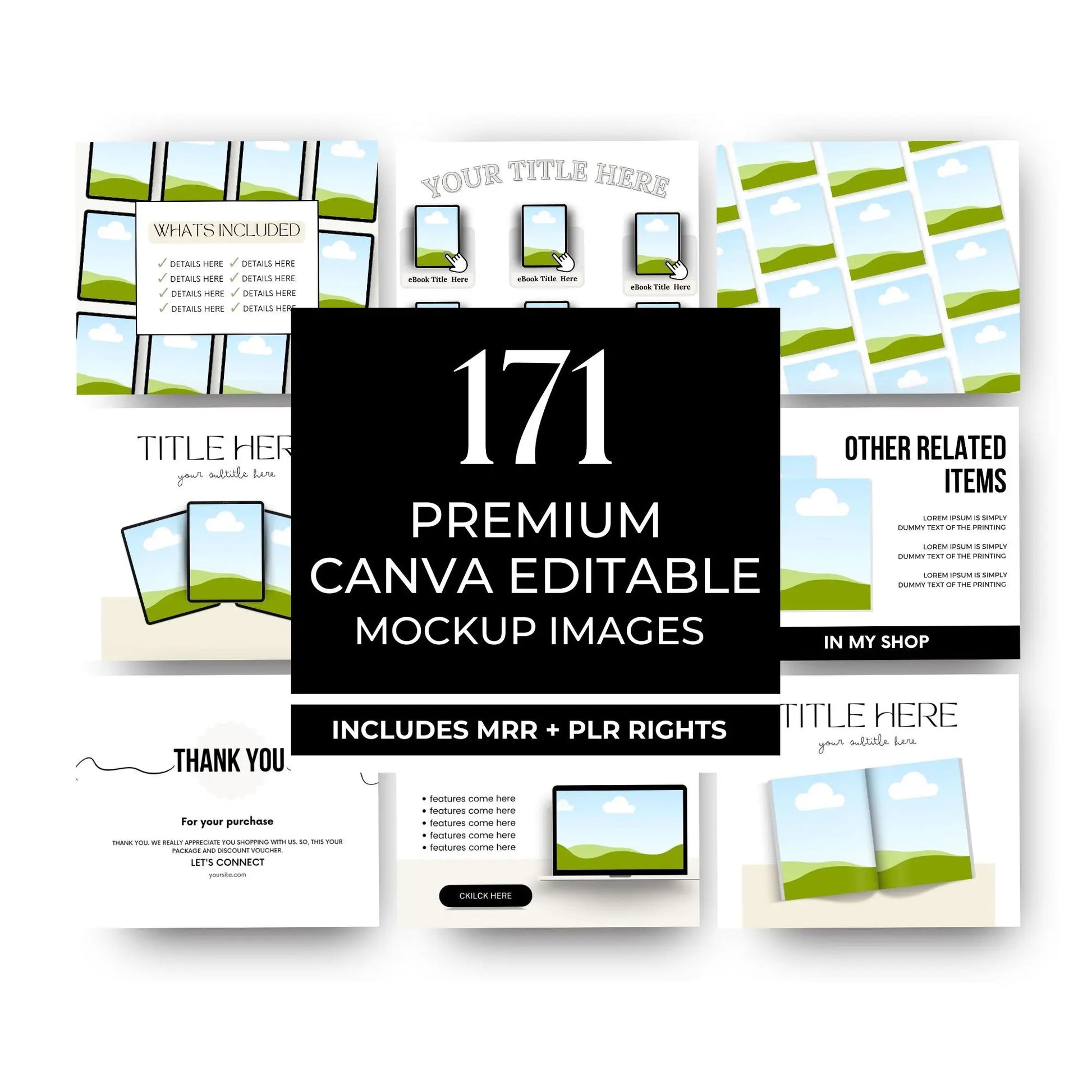 171 Canva Mockup Templates for Digital Products | PLR + MRR Bundle for Etsy & Shopify Sellers Boundless PLR