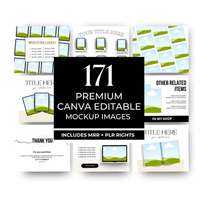 171 Canva Mockup Templates for Digital Products | PLR + MRR Bundle for Etsy & Shopify Sellers Boundless PLR